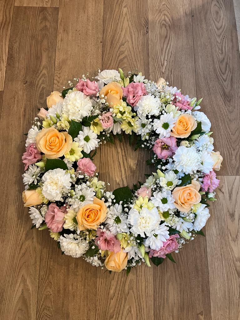 Pastel Open Wreath - The Chapel Florist